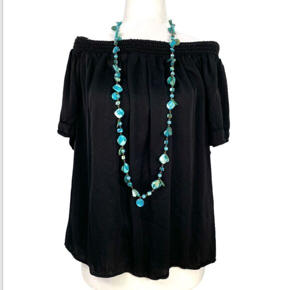 Turquoise She'll Beaded Necklace 20" Length - Picture 1 of 6